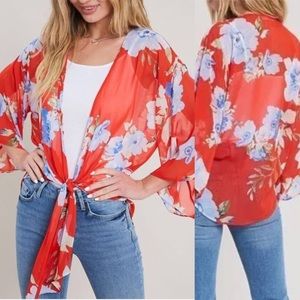 NWT Red Front Tie Top.